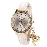Cute Crystal Stainless Steel Cat Watch