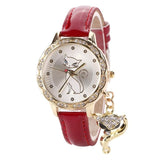 Cute Crystal Stainless Steel Cat Watch