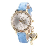 Cute Crystal Stainless Steel Cat Watch