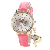 Cute Crystal Stainless Steel Cat Watch