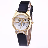 Cute Cat Glasses Casual Wrist Women Watch