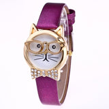 Cute Cat Glasses Casual Wrist Women Watch